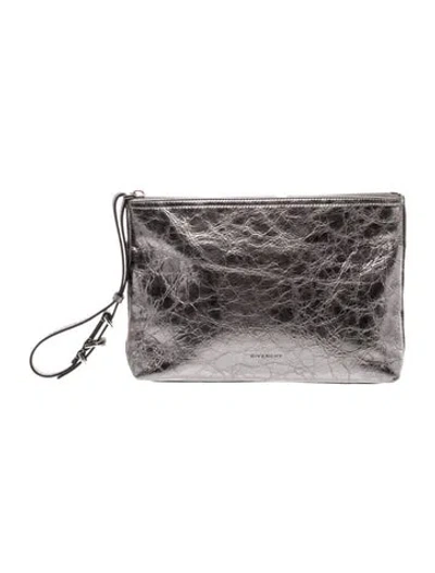 Pre-owned Givenchy Leather Clutch In Gray
