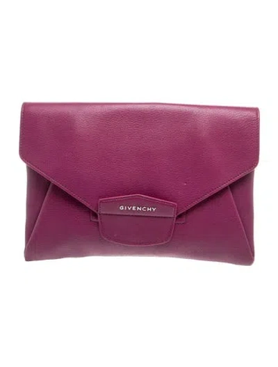 Pre-owned Givenchy Leather Clutch In Purple