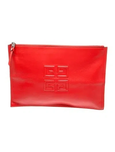 Pre-owned Givenchy Leather Clutch In Red