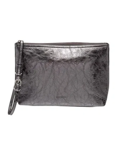 Pre-owned Givenchy Leather Clutch W/ Tags In Gray