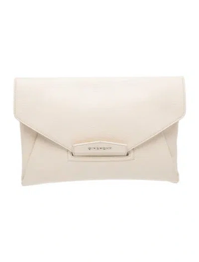 Pre-owned Givenchy Leather Clutch In White