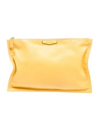 Pre-owned Givenchy Leather Clutch In Yellow