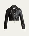 Givenchy Cocoon Crop Leather Biker Jacket In Black
