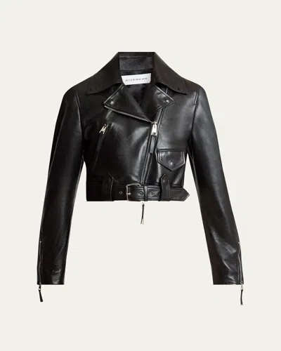 Givenchy Leather Cocoon Biker Jacket In Black