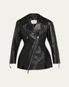 Givenchy Leather Cocoon Waisted Biker Jacket In Black