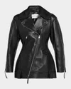 Givenchy Leather Cocoon Waisted Biker Jacket In Black