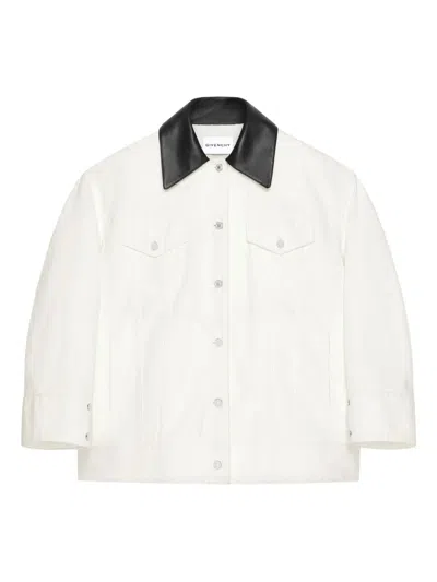 GIVENCHY LEATHER-COLLAR DENIM JACKET