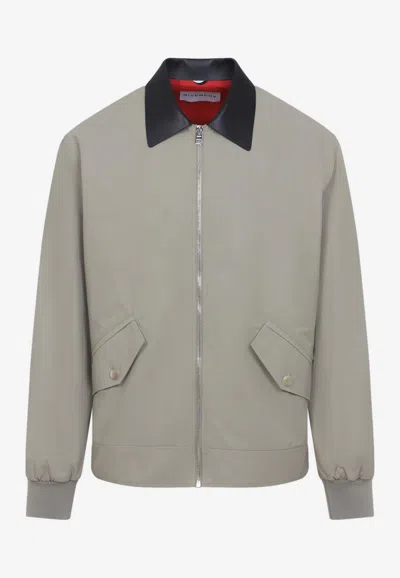 Givenchy Leather-collar Zip-up Jacket In Sand