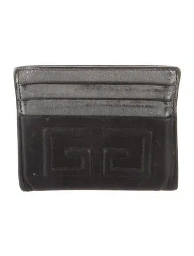 Pre-owned Givenchy Leather Colorblock Pattern Card Holder In Black