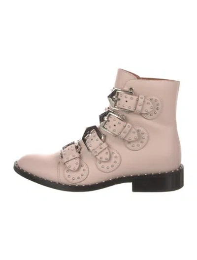 Pre-owned Givenchy Leather Colorblock Pattern Combat Boots In Pink