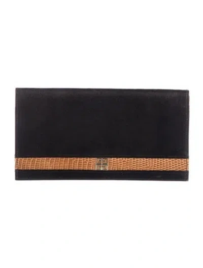 Pre-owned Givenchy Leather Colorblock Pattern Continental Wallet In Black