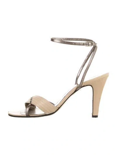 Pre-owned Givenchy Leather Colorblock Pattern Sandals In Black