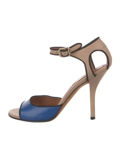 Pre-owned Givenchy Leather Colorblock Pattern Sandals In Neutral