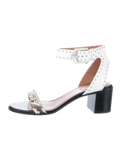Pre-owned Givenchy Leather Colorblock Pattern Sandals In White