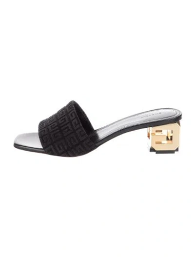 Pre-owned Givenchy Leather Colorblock Pattern Slides In Black