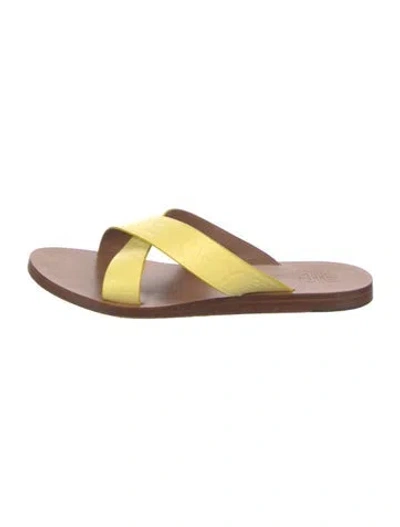 Pre-owned Givenchy Leather Colorblock Pattern Slides In Yellow