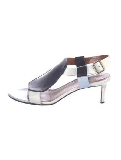 Pre-owned Givenchy Leather Colorblock Pattern Slingback Pumps In Blue