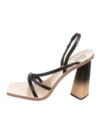 Pre-owned Givenchy Leather Colorblock Pattern Slingback Sandals In Black