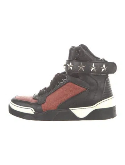Pre-owned Givenchy Leather Colorblock Pattern Sneakers In Black