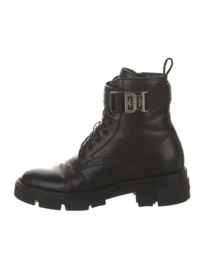 Pre-owned Givenchy Leather Combat Boots In Black