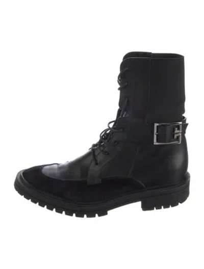 Pre-owned Givenchy Leather Combat Boots In Black