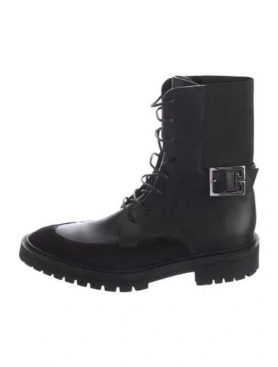 Pre-owned Givenchy Leather Combat Boots In Black