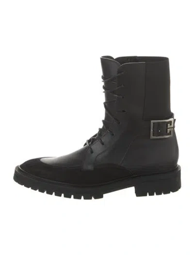 Pre-owned Givenchy Leather Combat Boots In Black
