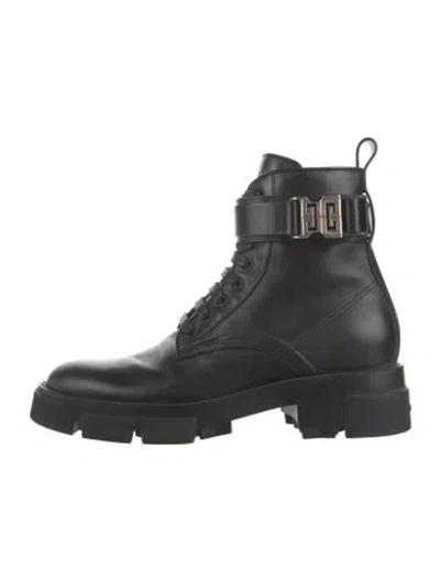 Pre-owned Givenchy Leather Combat Boots In Black
