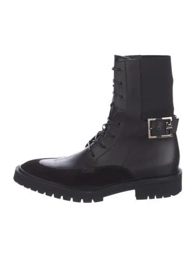 Pre-owned Givenchy Leather Combat Boots In Black