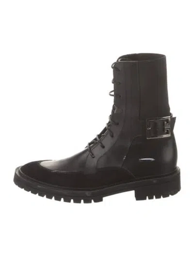 Pre-owned Givenchy Leather Combat Boots In Black