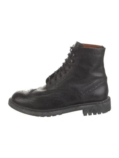 Pre-owned Givenchy Leather Combat Boots In Black