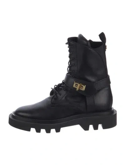 Pre-owned Givenchy Leather Combat Boots In Black