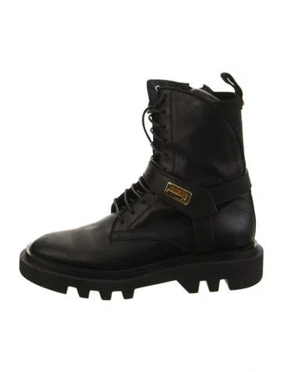 Pre-owned Givenchy Leather Combat Boots In Black