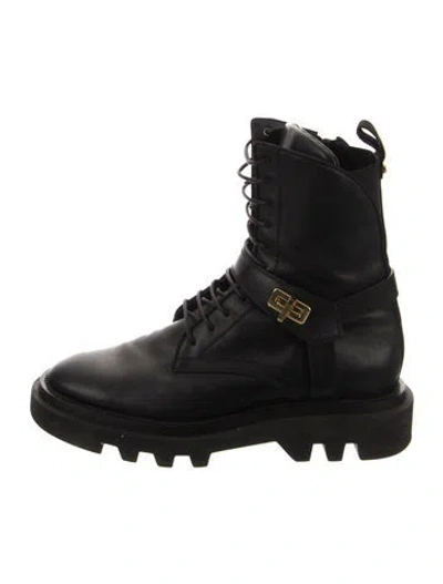 Pre-owned Givenchy Leather Combat Boots In Black