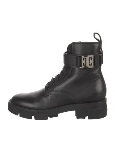 Pre-owned Givenchy Leather Combat Boots In Black