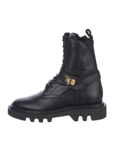 Pre-owned Givenchy Leather Combat Boots In Black