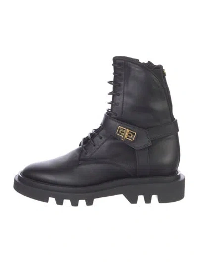Pre-owned Givenchy Leather Combat Boots In Black