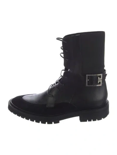 Pre-owned Givenchy Leather Combat Boots In Black