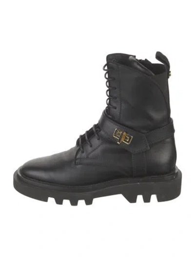 Pre-owned Givenchy Leather Combat Boots In Black