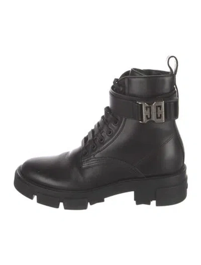 Pre-owned Givenchy Leather Combat Boots In Black