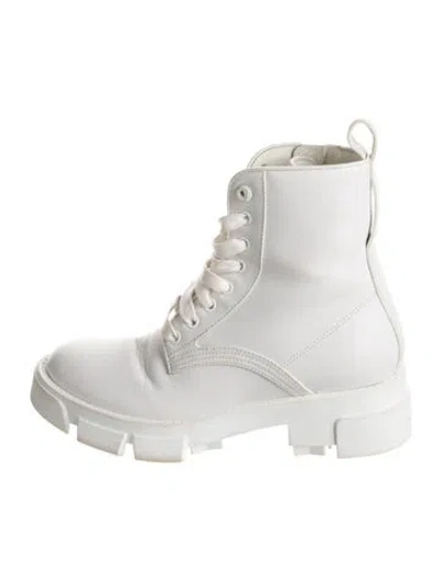 Pre-owned Givenchy Leather Combat Boots In White