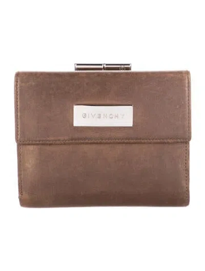 Pre-owned Givenchy Leather Compact Wallet In Brown