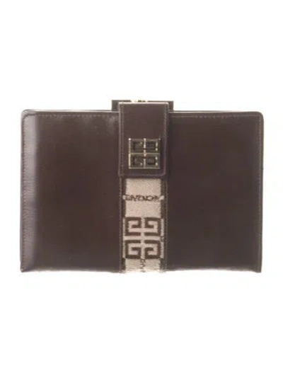 Pre-owned Givenchy Leather Compact Wallet In Brown