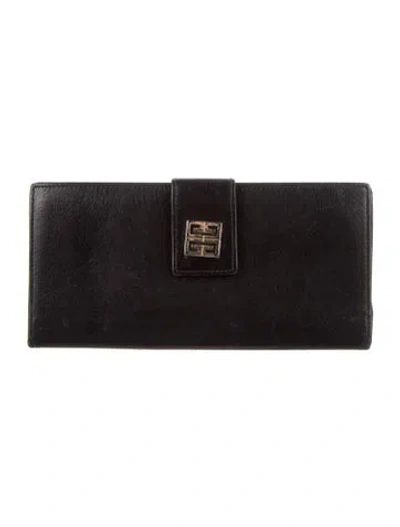 Pre-owned Givenchy Leather Continental Wallet In Black