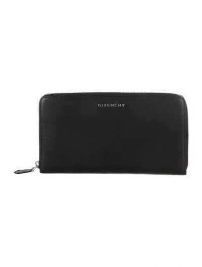 Pre-owned Givenchy Leather Continental Wallet In Black