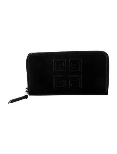 Pre-owned Givenchy Leather Continental Wallet In Black