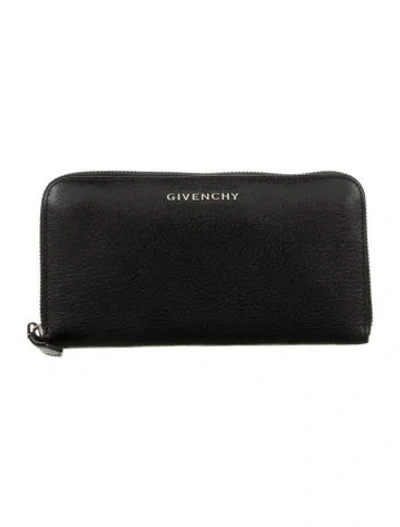 Pre-owned Givenchy Leather Continental Wallet In Black