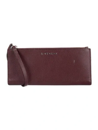 Pre-owned Givenchy Leather Continental Wallet In Burgundy