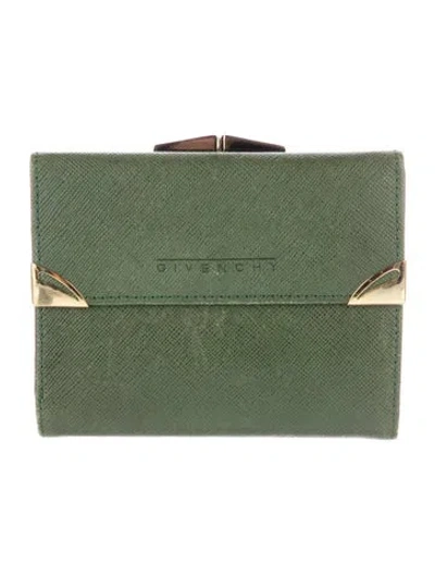 Pre-owned Givenchy Leather Continental Wallet In Green