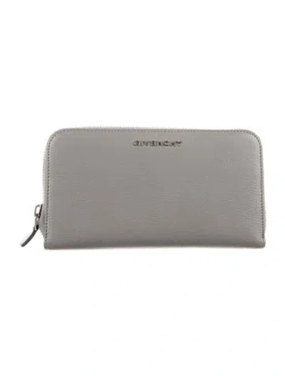 Pre-owned Givenchy Leather Continental Wallet In Grey
